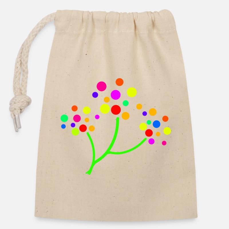 Confettis néon - Sac cadeau en coton avec cordon (14 x 20 cm) - nature