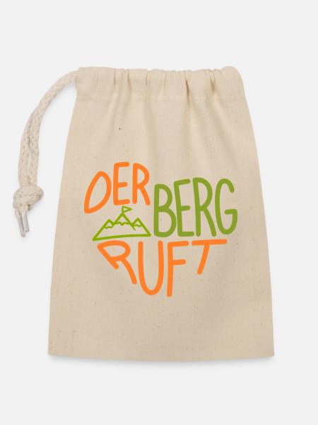 Der Berg Ruft Herzdesign - Verschließbarer Geschenkbeutel aus Baumwolle (14x20cm) - Natur
