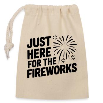 Nur hier für das Feuerwerk - Verschließbarer Geschenkbeutel aus Baumwolle (14x20cm) - Natur - Vorne