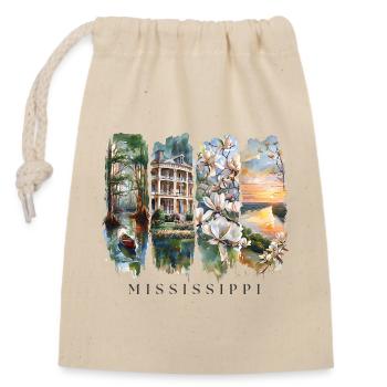 Mississippi Vacation Travel – Southern Charm - Closable cotton gift bag (14x20cm) - nature - Front