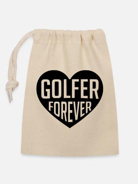 Golf - Golfer Forever Herz - Verschließbarer Geschenkbeutel aus Baumwolle (14x20cm) - Natur