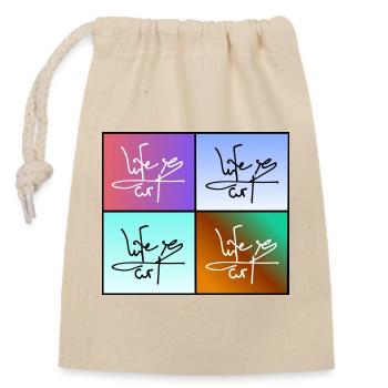 Life is Art - Closable cotton gift bag (14x20cm) - nature - Front