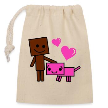 Heart Friends Robot Dog - Closable cotton gift bag (14x20cm) - nature - Front