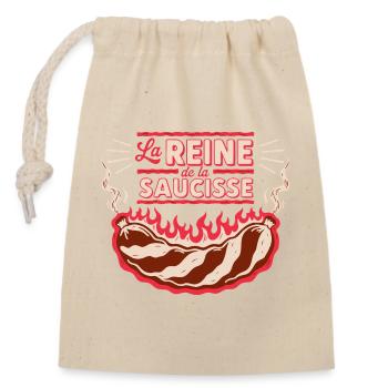 Reine de la Saucisse - Sac cadeau en coton avec cordon (14 x 20 cm) - nature - Devant