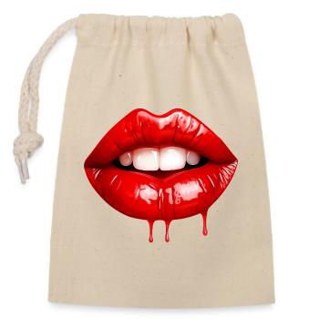 Lipps, Design #2 - Closable cotton gift bag (14x20cm) - nature - Front