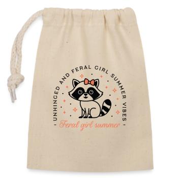 Feral girl summer raccoon aesthetic - Closable cotton gift bag (14x20cm) - nature - Front