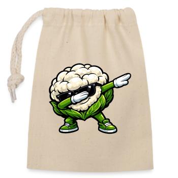 Dabbing Blumenkohl Gemüse Vegan Design - Verschließbarer Geschenkbeutel aus Baumwolle (14x20cm) - Natur - Vorne