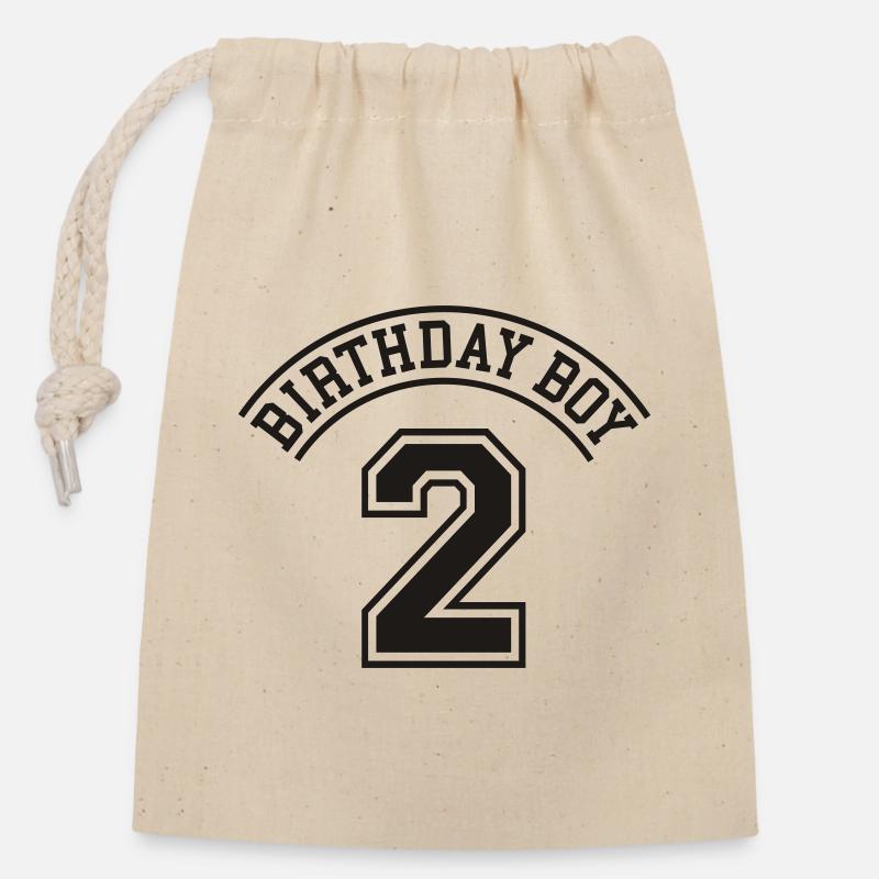 Birthday boy 2 years - Closable cotton gift bag (14x20cm) - nature