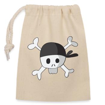pirate - Sac cadeau en coton avec cordon (14 x 20 cm) - nature - Devant