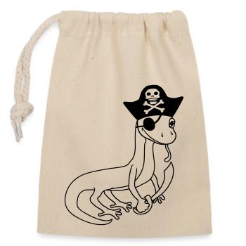 gecko pirate sailor capitaen seaman seebaer sc - Closable cotton gift bag (14x20cm) - nature - Front