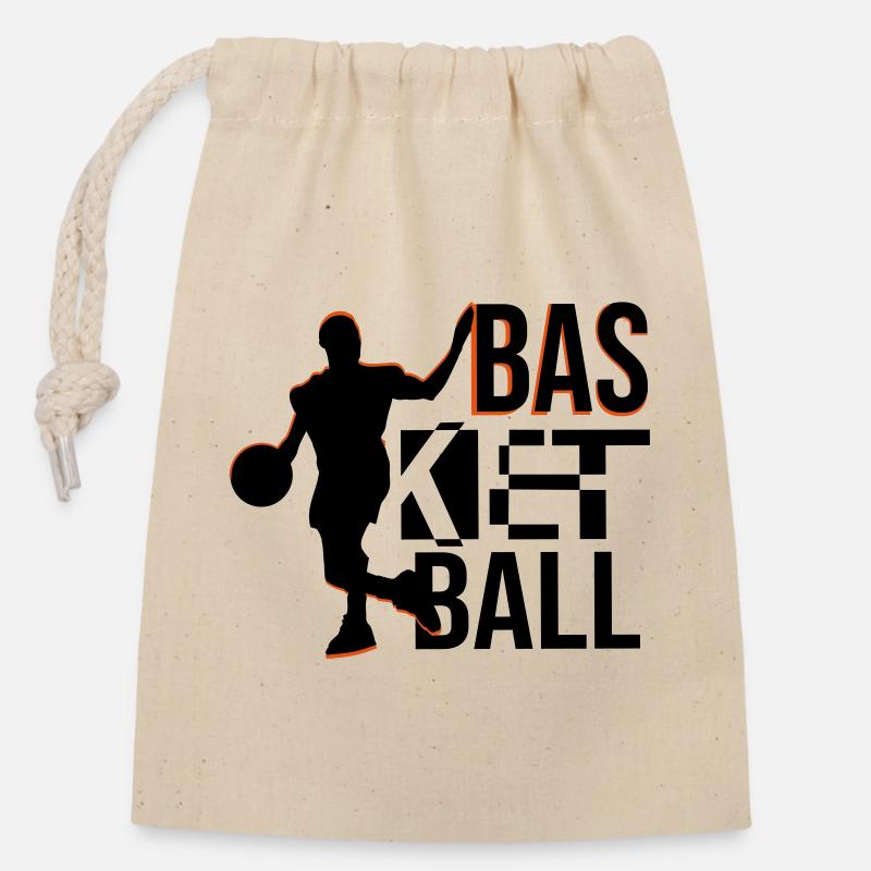 basketball - Sac cadeau en coton avec cordon (14 x 20 cm) - nature