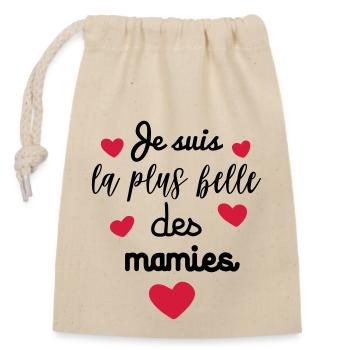 la plus belle des mamies,cadeau grand-mère - Sac cadeau en coton avec cordon (14 x 20 cm) - nature - Devant