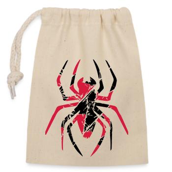 red scratch cracks spider logo design disgusting horror - Closable cotton gift bag (14x20cm) - nature - Front