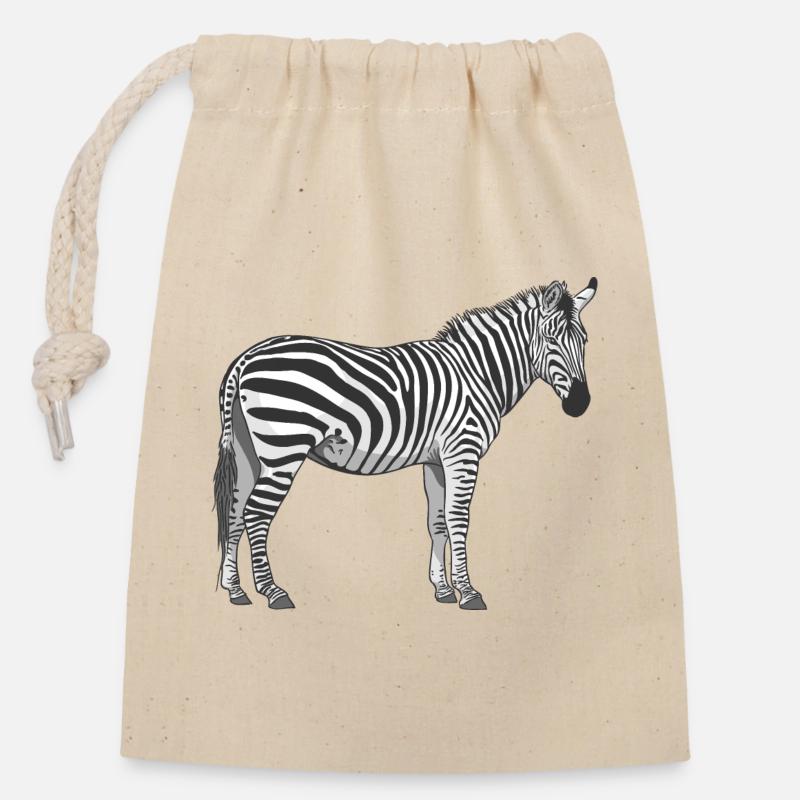 Zebra Streifen Kontrast Illustration - Verschließbarer Geschenkbeutel aus Baumwolle (14x20cm) - Natur