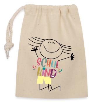 Schulkind - Verschließbarer Geschenkbeutel aus Baumwolle (14x20cm) - Natur - Vorne