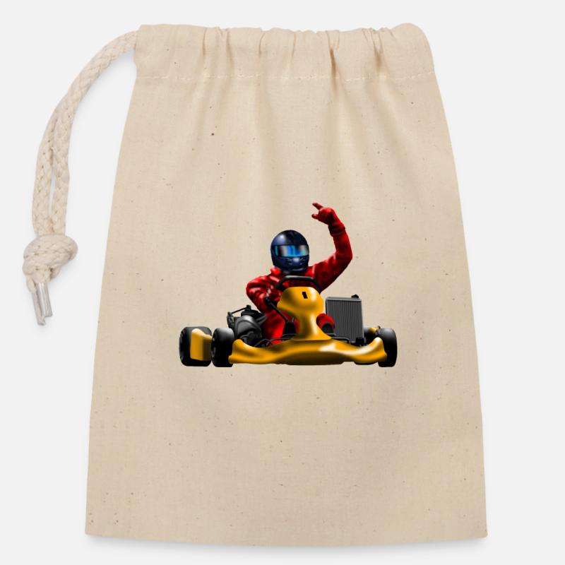 Karting - Verschließbarer Geschenkbeutel aus Baumwolle (14x20cm) - Natur