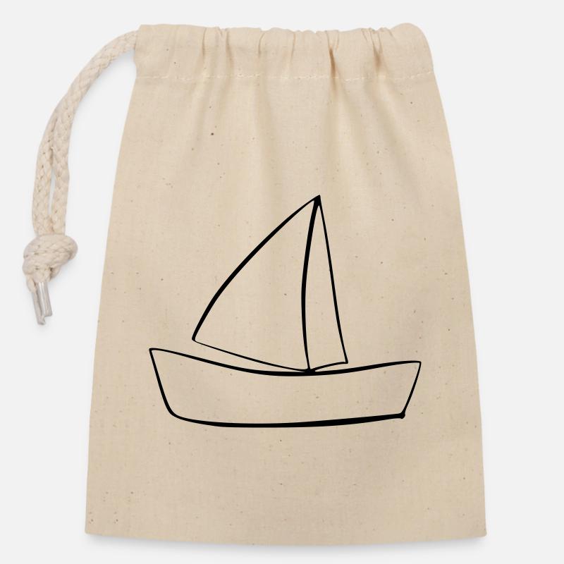 boat - Closable cotton gift bag (14x20cm) - nature