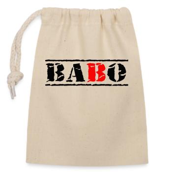 stamp babo black red - Closable cotton gift bag (14x20cm) - nature - Front