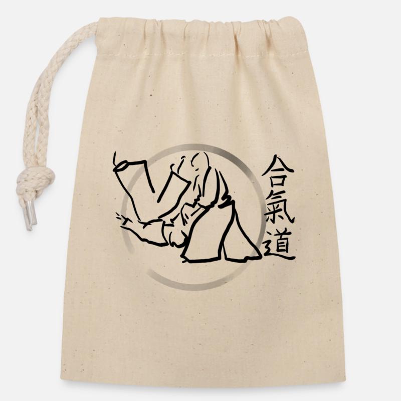 aikido - Sac cadeau en coton avec cordon (14 x 20 cm) - nature