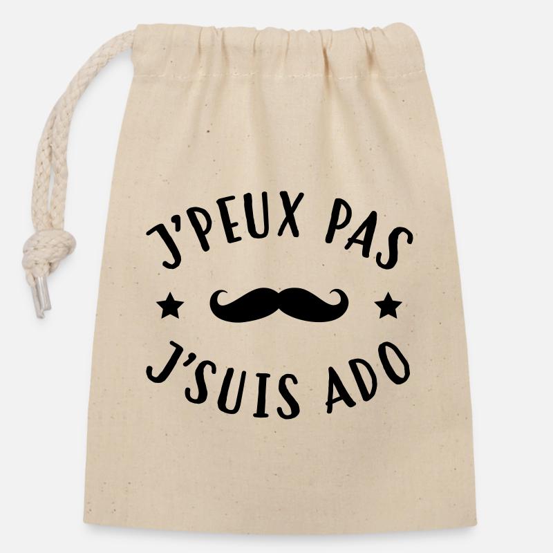 adolescent / enfant / ado / adolescente - Sac cadeau en coton avec cordon (14 x 20 cm) - nature