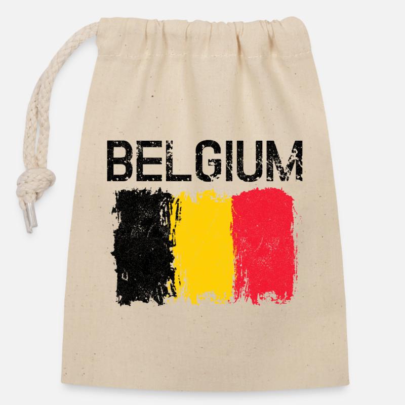 Stries de brosse jaune rouge marquées - Sac cadeau en coton avec cordon (14 x 20 cm) - nature