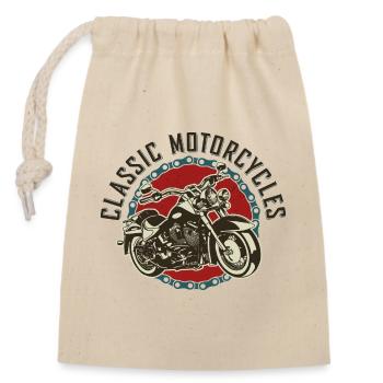 motorcycle retro Cafe Racer bike classic india - Closable cotton gift bag (14x20cm) - nature - Front
