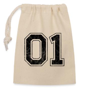 Number 01 - Closable cotton gift bag (14x20cm) - nature - Front