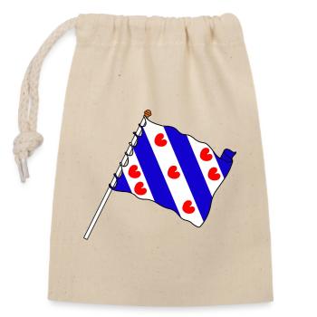 Flagge friesland - Verschließbarer Geschenkbeutel aus Baumwolle (14x20cm) - Natur - Vorne