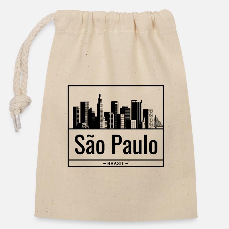 São Paulo Brésil Skyline Design - Sac cadeau en coton avec cordon (14 x 20 cm) - nature