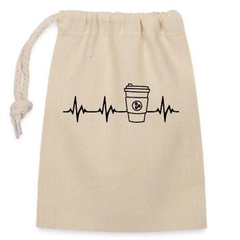 coffee Heartbeat - Closable cotton gift bag (14x20cm) - nature - Front