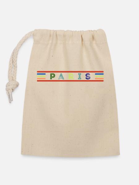 Paris - Sac cadeau en coton avec cordon (14 x 20 cm) - nature