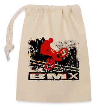 Vélo BMX - Sac cadeau en coton avec cordon (14 x 20 cm) - nature - Devant