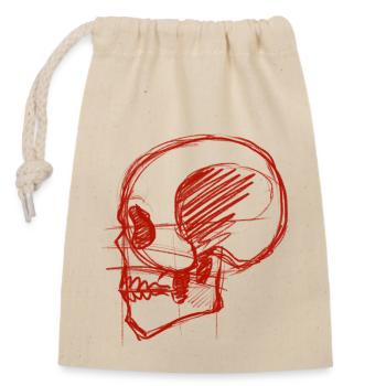 Crâne rouge - Sac cadeau en coton avec cordon (14 x 20 cm) - nature - Devant