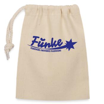 Funke Logo Blau - Verschließbarer Geschenkbeutel aus Baumwolle (14x20cm) - Natur - Vorne