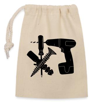Screw and plug drill - Closable cotton gift bag (14x20cm) - nature - Front