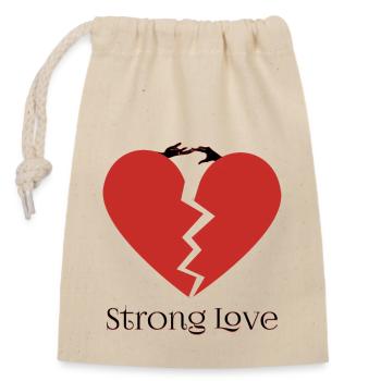 Strong Love - Closable cotton gift bag (14x20cm) - nature - Front