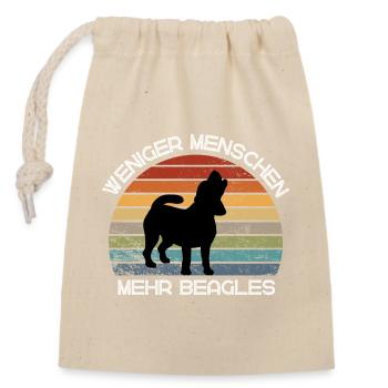 Weniger Menschen, mehr Beagles - Verschließbarer Geschenkbeutel aus Baumwolle (14x20cm) - Natur - Vorne