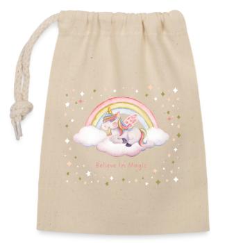 Unicorn - Verschließbarer Geschenkbeutel aus Baumwolle (14x20cm) - Natur - Vorne
