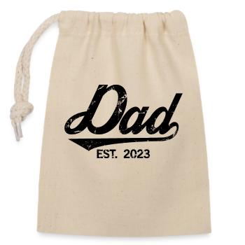 Papa est. 2023, Papa en devenir, Annonce de grossesse - Sac cadeau en coton avec cordon (14 x 20 cm) - nature - Devant