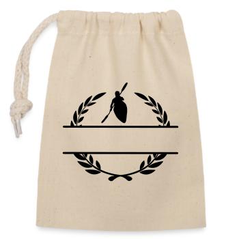 Canoe in laurel wreath - Closable cotton gift bag (14x20cm) - nature - Front