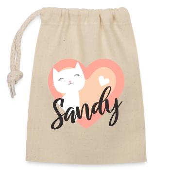 Sandy Surname First Name Kitten - Closable cotton gift bag (14x20cm) - nature - Front