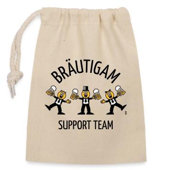Bräutigam Support Team (JGA, Karikatur, Tanz, B) - Verschließbarer Geschenkbeutel aus Baumwolle (14x20cm) - Natur - Vorne