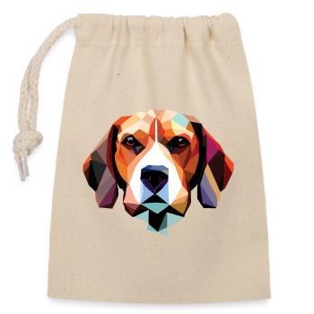 Beagle Hund Polygon - Verschließbarer Geschenkbeutel aus Baumwolle (14x20cm) - Natur - Vorne