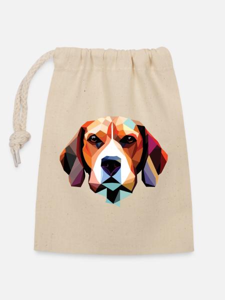 Beagle Hund Polygon - Verschließbarer Geschenkbeutel aus Baumwolle (14x20cm) - Natur