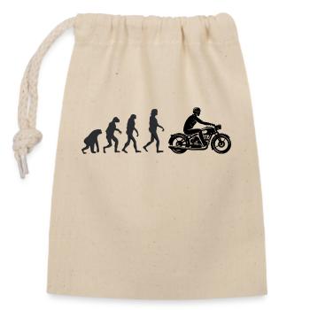Motorradfahrer - Menschliche Evolution - Verschließbarer Geschenkbeutel aus Baumwolle (14x20cm) - Natur - Vorne