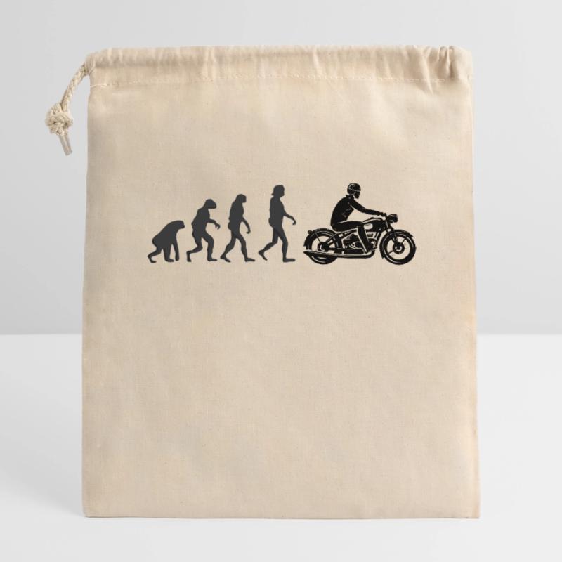 Biker - Human evolution Closable cotton gift bag (14x20cm)