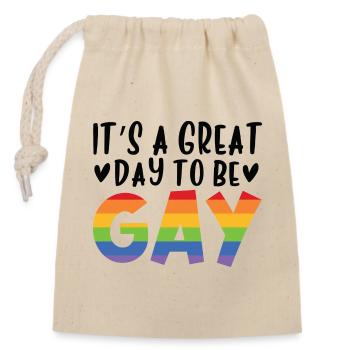 It's A Great Day To Be Gay - Closable cotton gift bag (14x20cm) - nature - Front