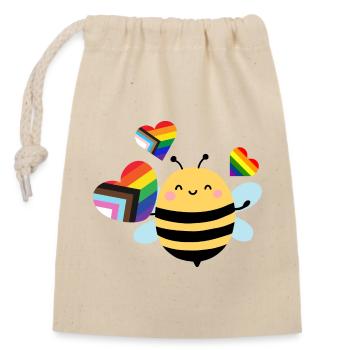 Bee Pride - Verschließbarer Geschenkbeutel aus Baumwolle (14x20cm) - Natur - Vorne