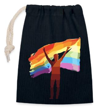 Rainbow : Colors of Love - Closable cotton gift bag (14x20cm) - navy - Front
