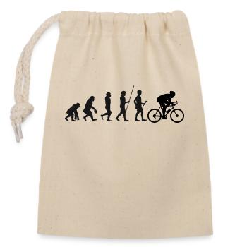 Die Evolution des Menschen vom Urmenschen zum Radfahrer - Verschließbarer Geschenkbeutel aus Baumwolle (14x20cm) - Natur - Vorne